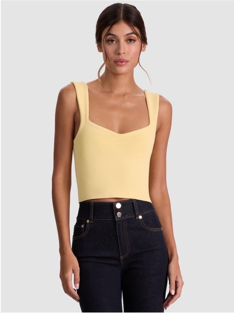 Alice + Olivia Edin Sweetheart Tank, Yellow/Butter